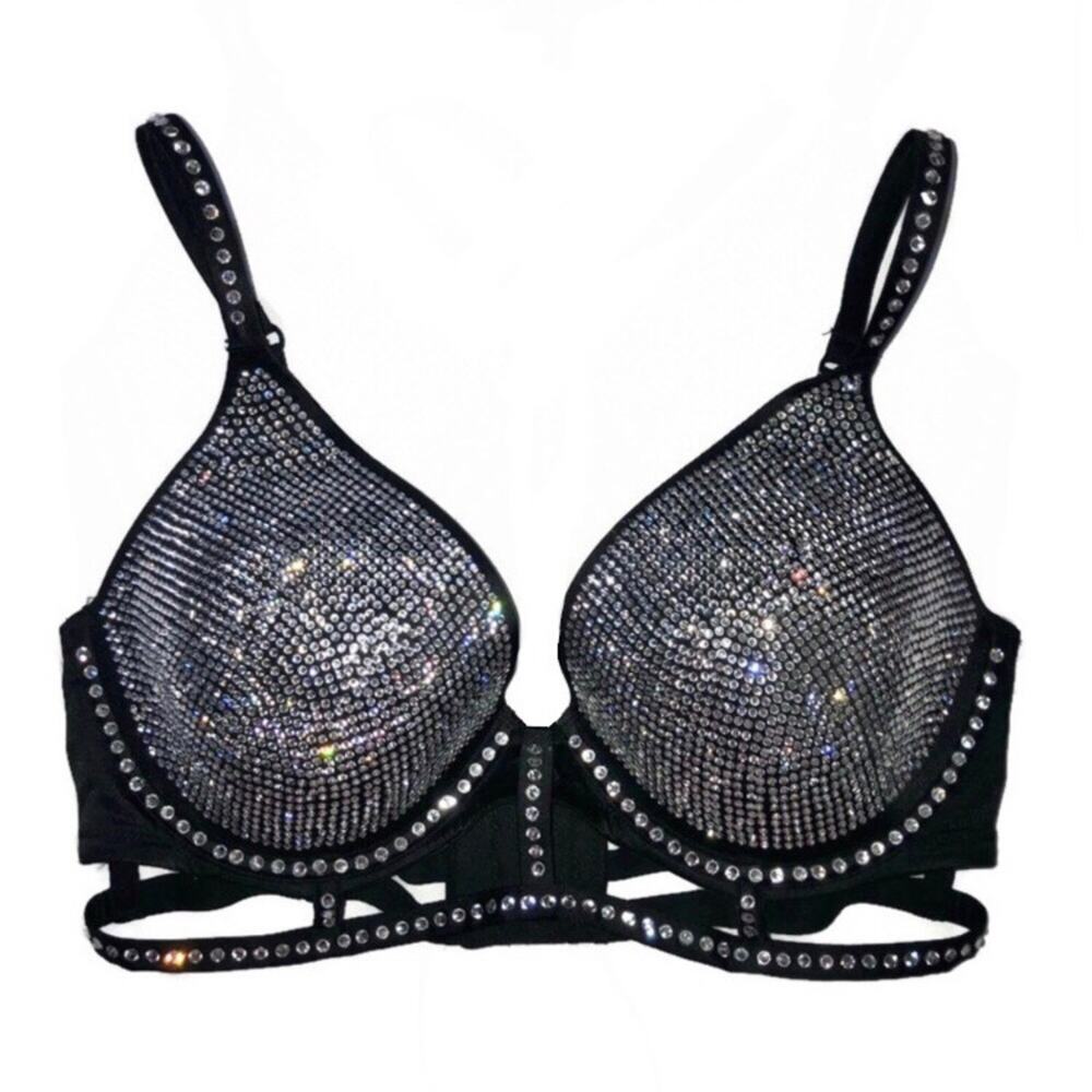 Victoria’s Secret Rhinestone 2018 Fashion Show Strappy Caged Bra Size 30C